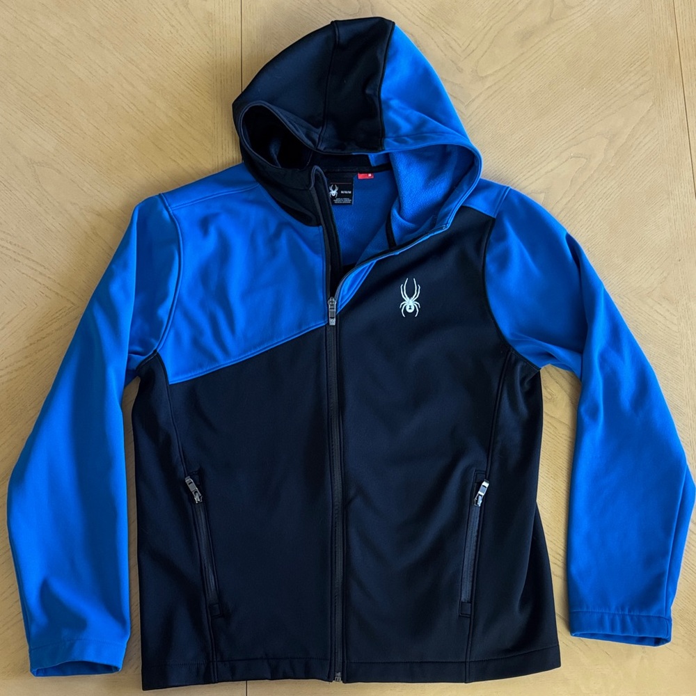 Spyder Blue and Black Fleece-Lined Hooded Jacket Full Zip